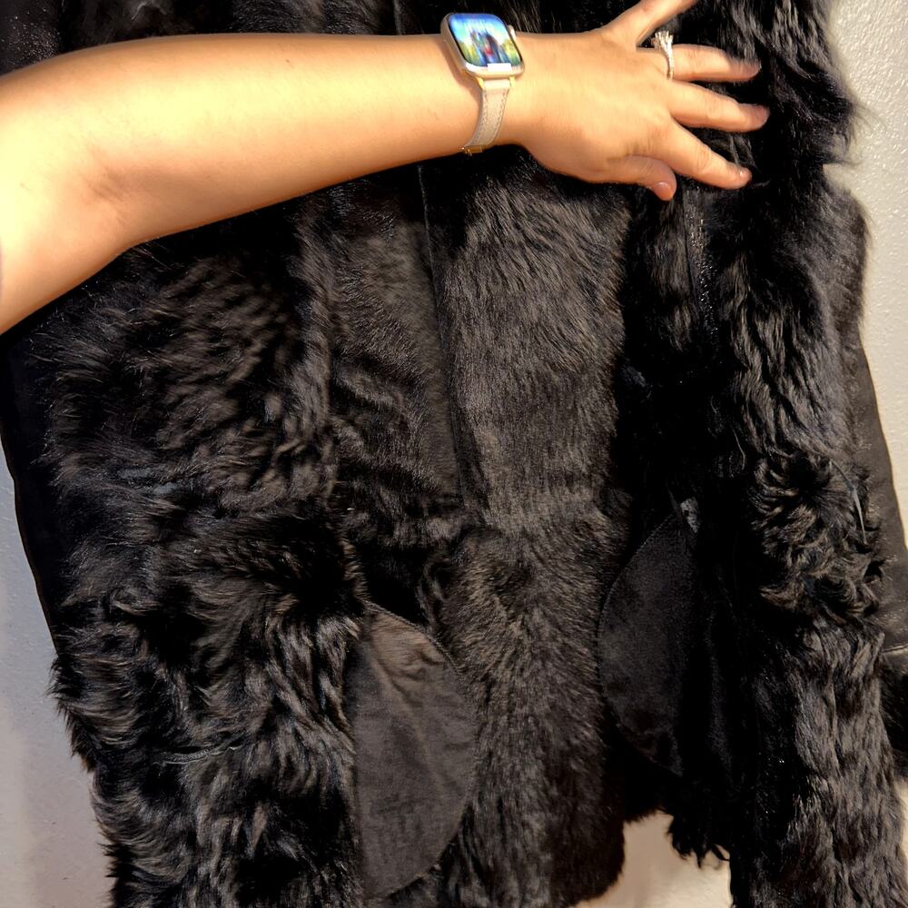 Atlantis Exclusive Black Lambskin Fur Leather Coat - Picture 4 of 7
